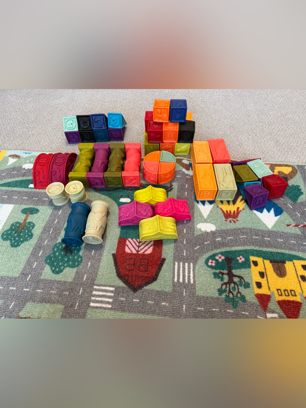 B. Toys Stackable Squeeze-able alphabet building blocks set x2